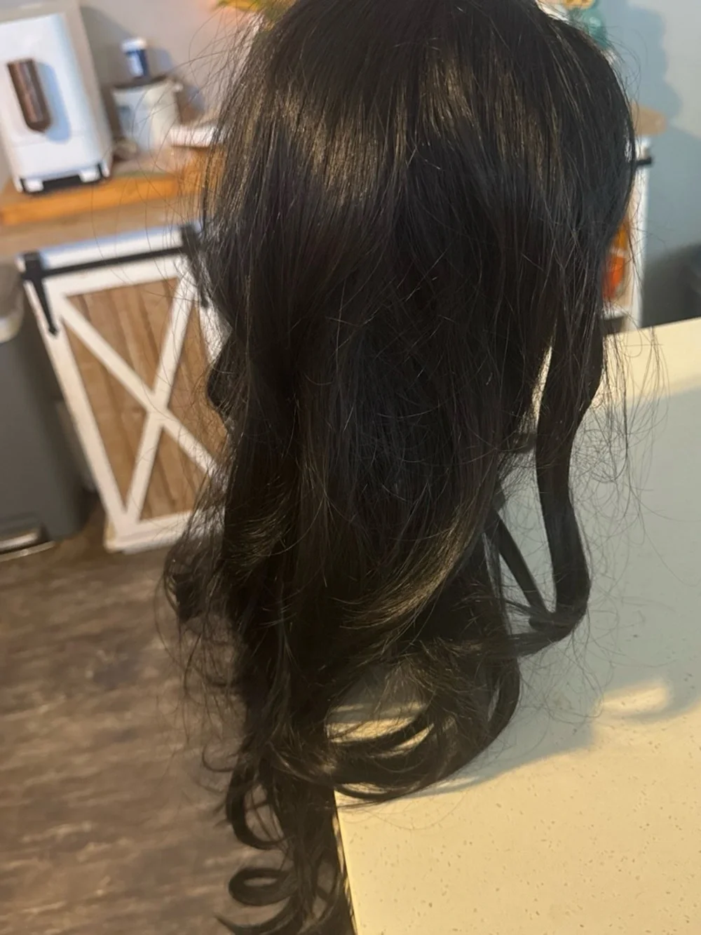 Natural Dark Brown Women's Synthetic Wig with Soft Bangs - Unbranded